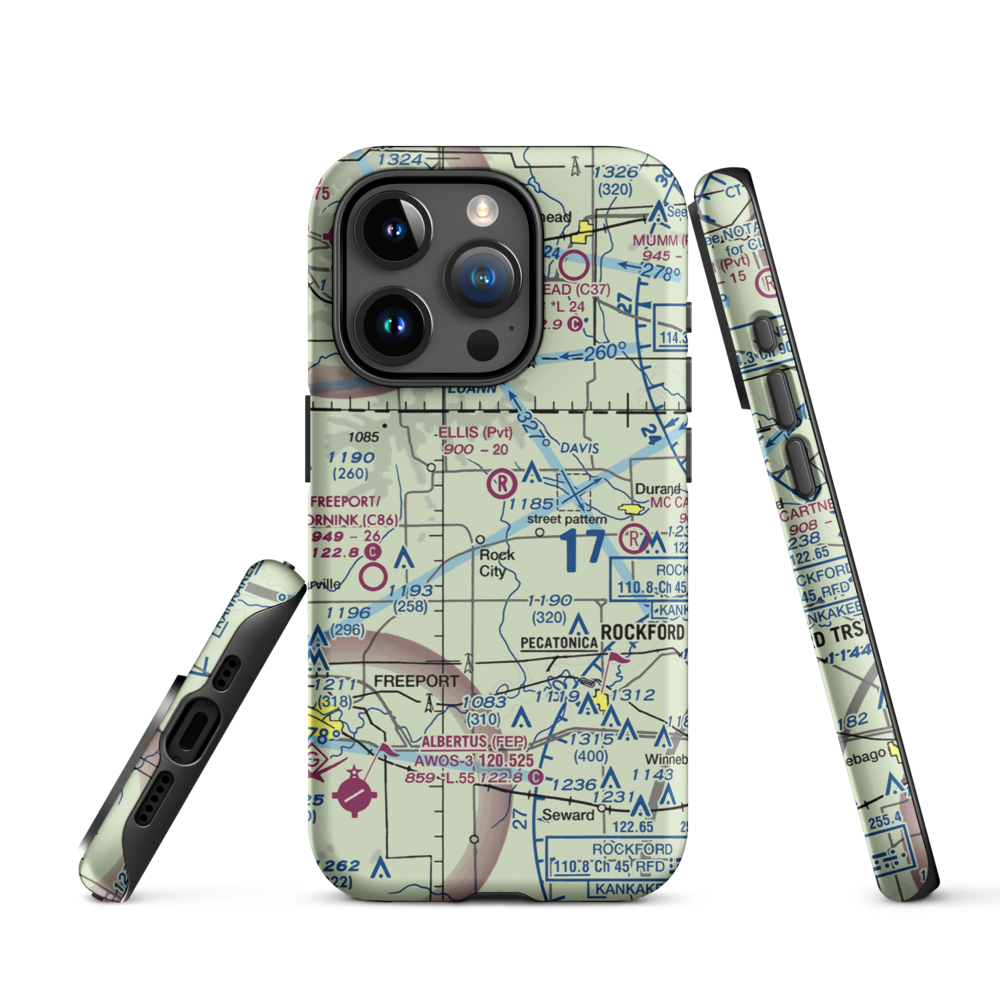 Chester Wyss Airport (LL75) VFR Sectional  Tough iPhone Case iPhone 15 Pro model shown