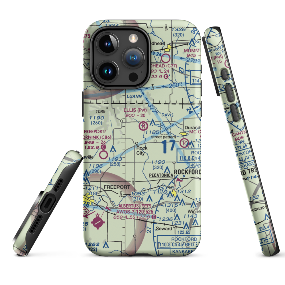 Chester Wyss Airport (LL75) VFR Sectional  Tough iPhone Case iPhone 15 Pro Max model shown
