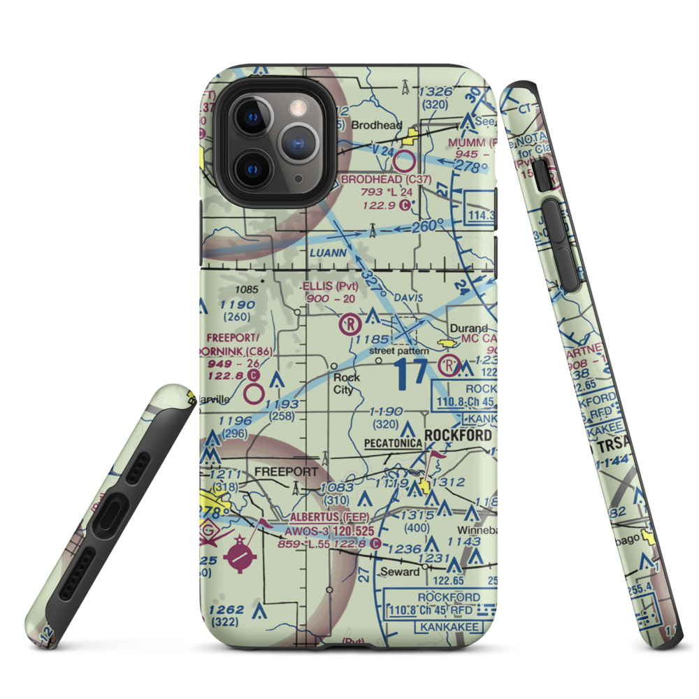 Chester Wyss Airport (LL75) VFR Sectional  Tough iPhone Case iPhone 11 Pro Max model shown