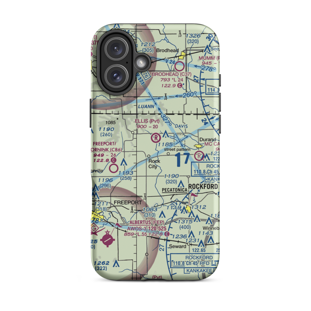 Chester Wyss Airport (LL75) VFR Sectional  Tough iPhone Case iPhone 16 Plus model shown