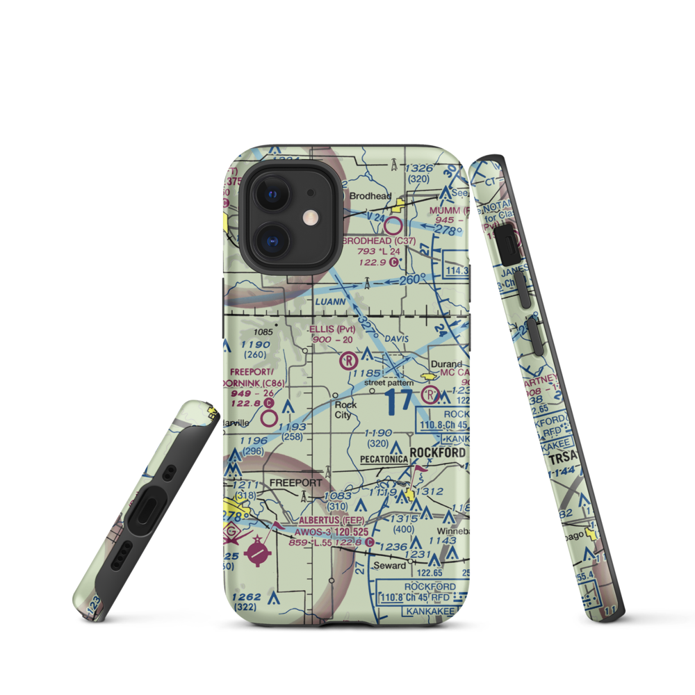 Chester Wyss Airport (LL75) VFR Sectional  Tough iPhone Case iPhone 12 mini model shown