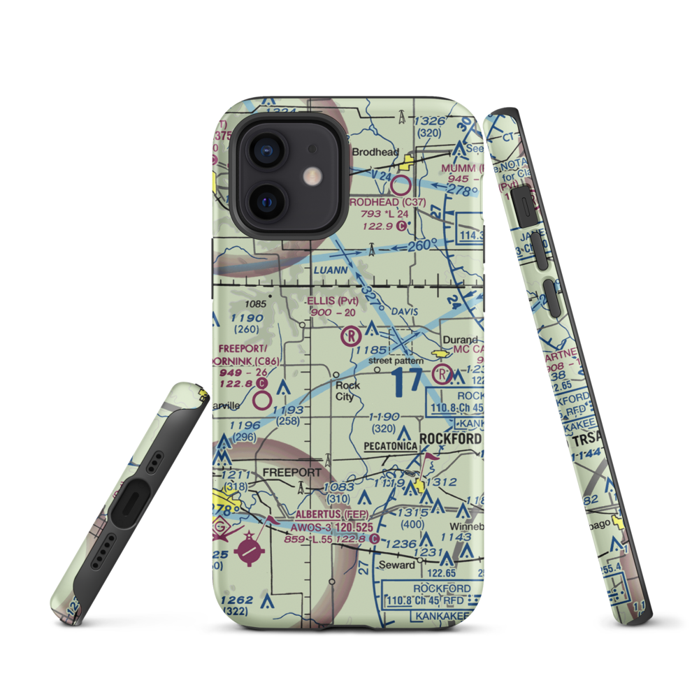 Chester Wyss Airport (LL75) VFR Sectional  Tough iPhone Case iPhone 12 model shown
