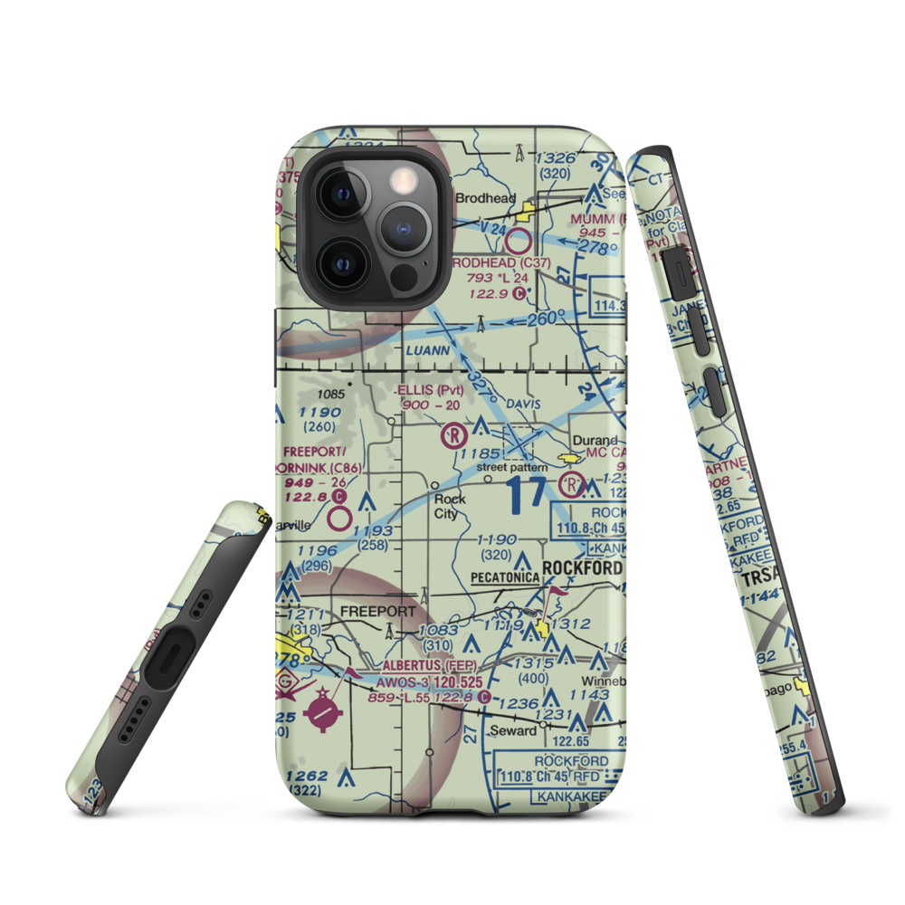 Chester Wyss Airport (LL75) VFR Sectional  Tough iPhone Case iPhone 12 Pro model shown