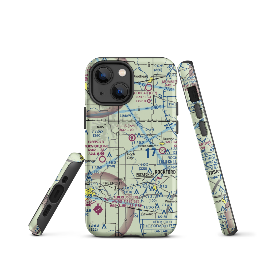 Chester Wyss Airport (LL75) VFR Sectional  Tough iPhone Case iPhone 13 mini model shown