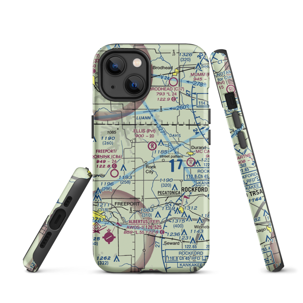 Chester Wyss Airport (LL75) VFR Sectional  Tough iPhone Case iPhone 13 model shown