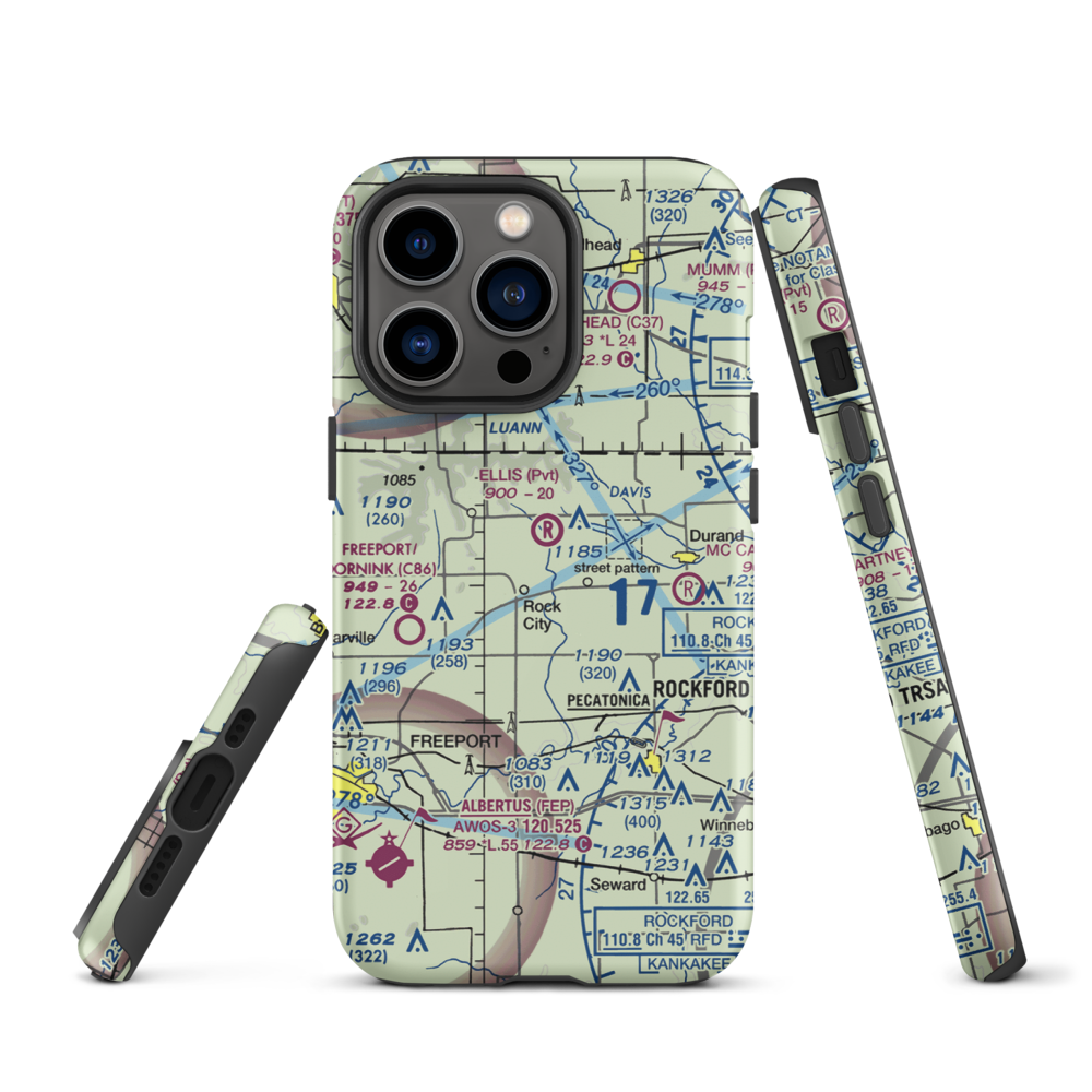 Chester Wyss Airport (LL75) VFR Sectional  Tough iPhone Case iPhone 13 Pro model shown