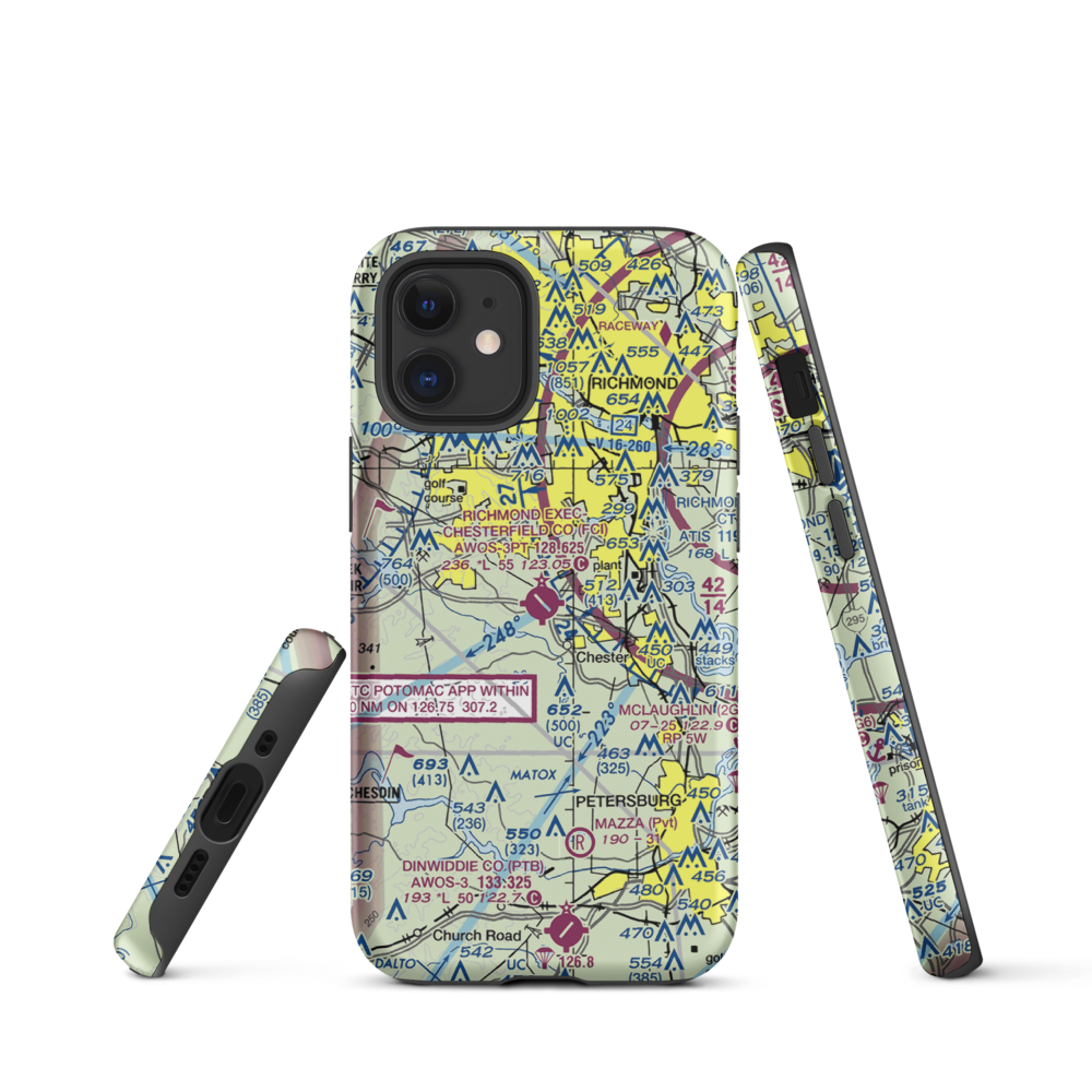 Chesterfield County Airport (FCI) VFR Sectional  Tough iPhone Case iPhone 12 mini model shown