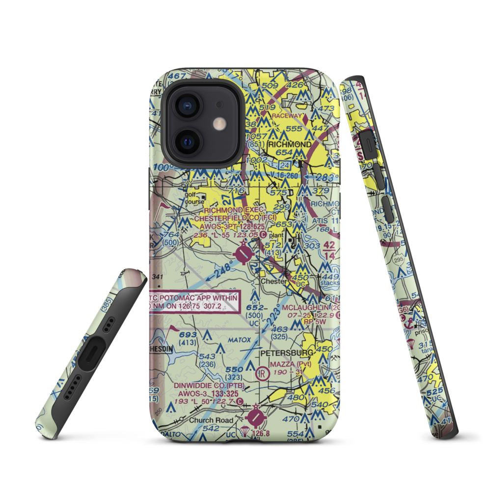 Chesterfield County Airport (FCI) VFR Sectional  Tough iPhone Case iPhone 12 model shown