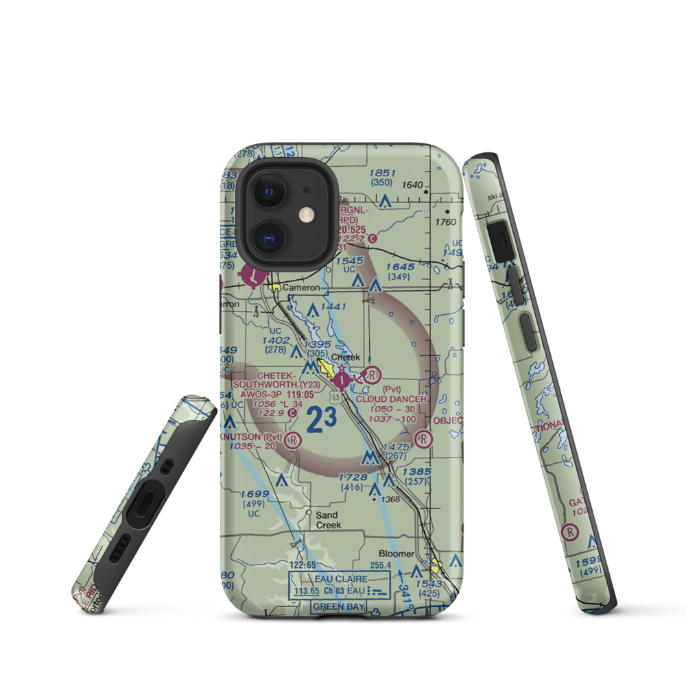 Chetek Municipal Southworth Airport (Y23) VFR Sectional  Tough iPhone Case iPhone 12 mini model shown