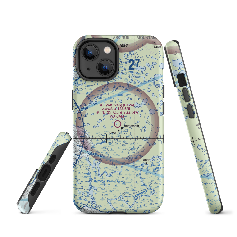 Chevak Airport (VAK) VFR Sectional  Tough iPhone Case iPhone 14 model shown