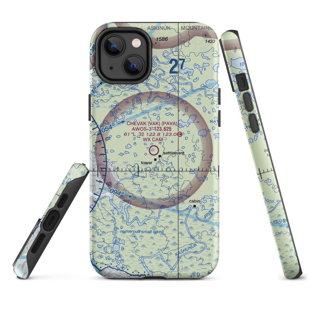 Chevak Airport (VAK) VFR Sectional  Tough iPhone Case iPhone 14 Plus model shown