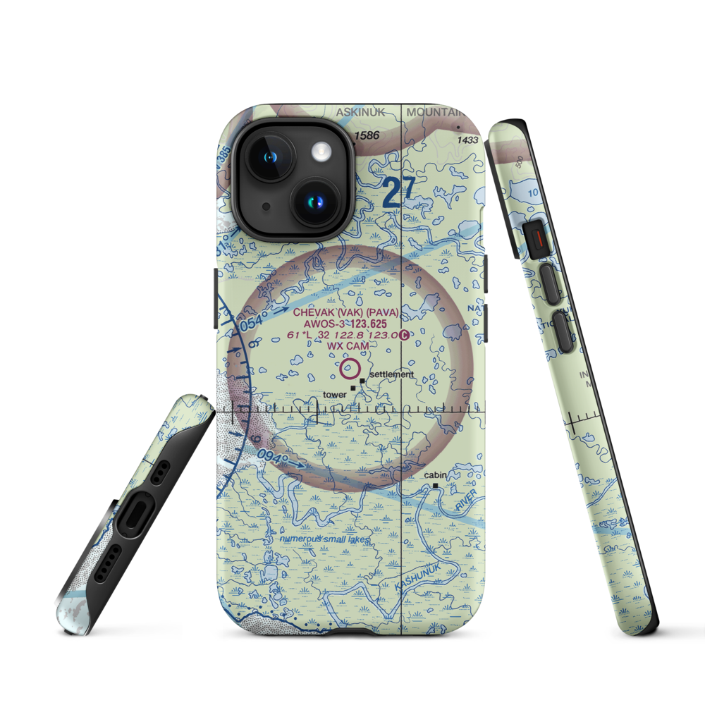 Chevak Airport (VAK) VFR Sectional  Tough iPhone Case iPhone 15 model shown