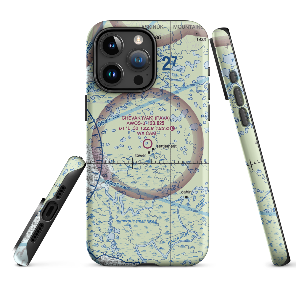 Chevak Airport (VAK) VFR Sectional  Tough iPhone Case iPhone 15 Pro Max model shown