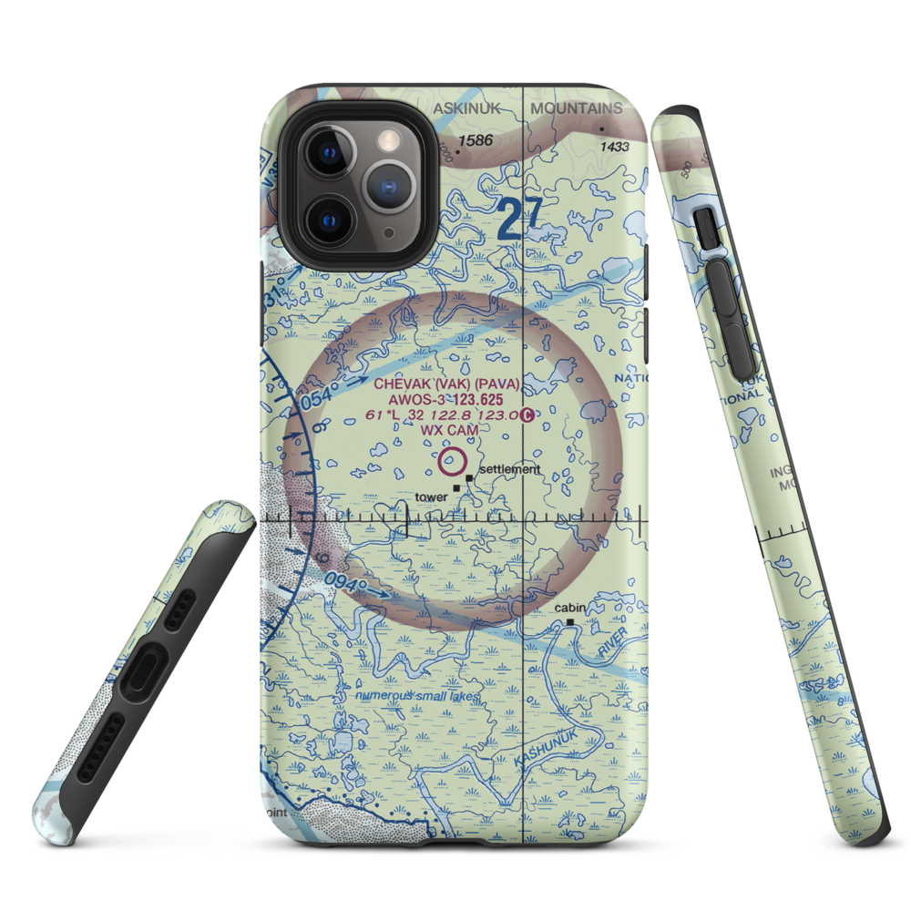 Chevak Airport (VAK) VFR Sectional  Tough iPhone Case iPhone 11 Pro Max model shown