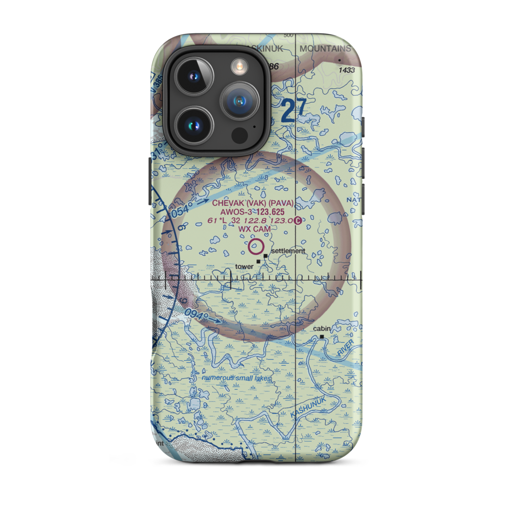 Chevak Airport (VAK) VFR Sectional  Tough iPhone Case iPhone 16 Pro Max model shown