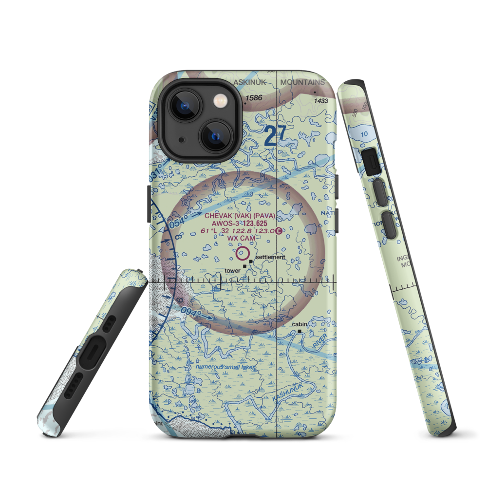 Chevak Airport (VAK) VFR Sectional  Tough iPhone Case iPhone 13 model shown