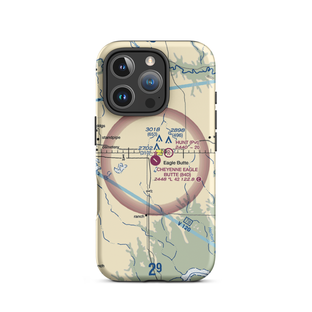 Cheyenne Eagle Butte Airport (84D) VFR Sectional  Tough iPhone Case iPhone 16 Pro model shown