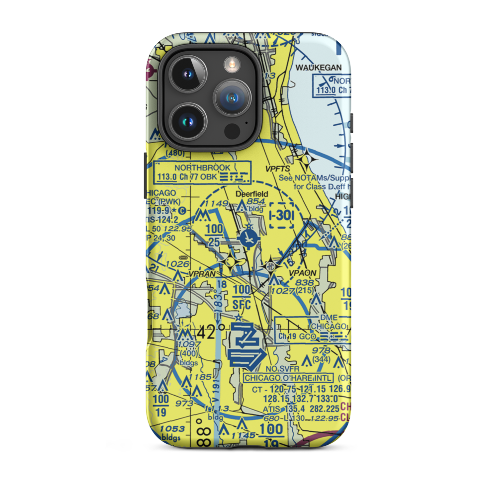 Chicago Executive Airport (PWK) VFR Sectional  Tough iPhone Case iPhone 16 Pro Max model shown