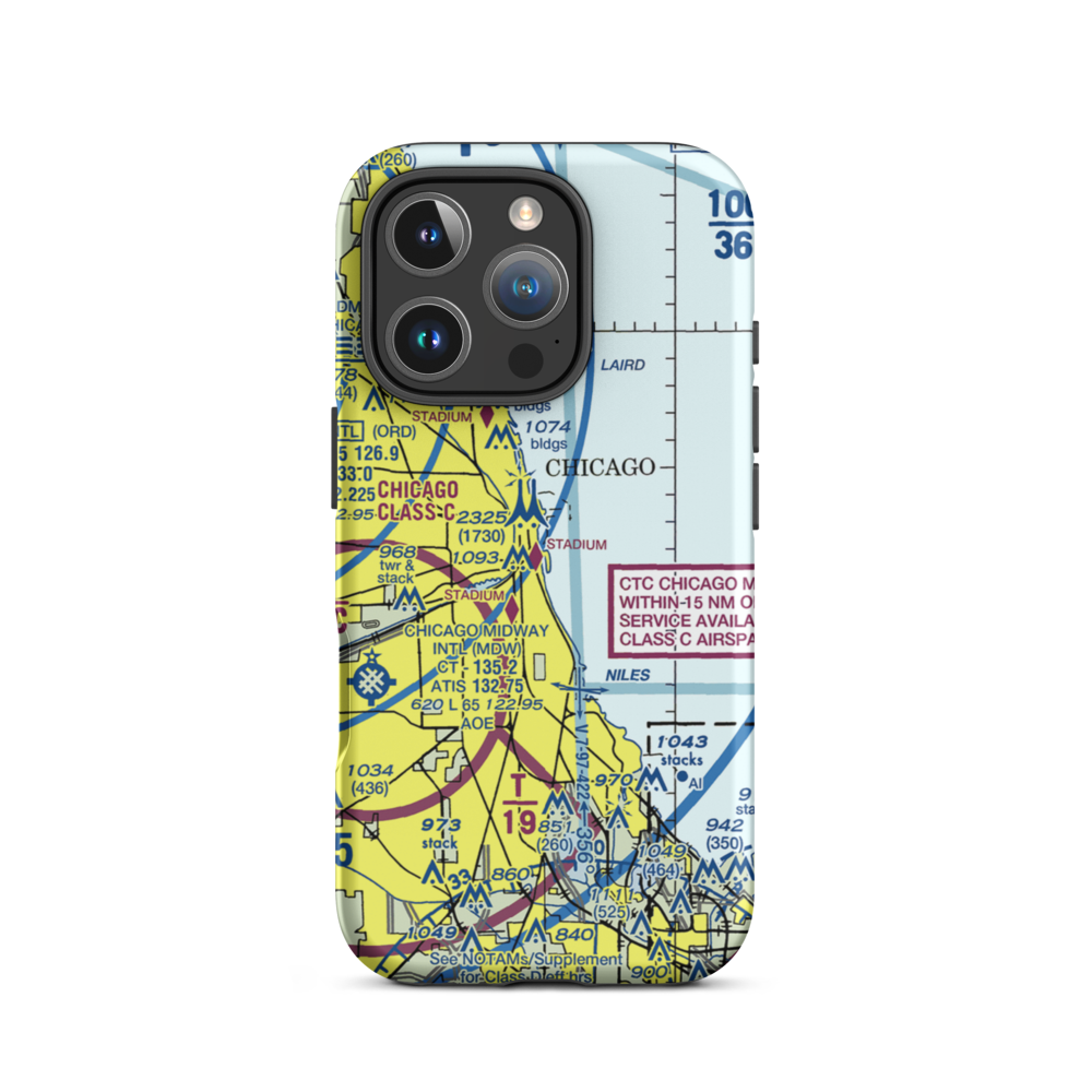 Chicago Meigs Airport (CGX) VFR Sectional  Tough iPhone Case iPhone 16 Pro model shown