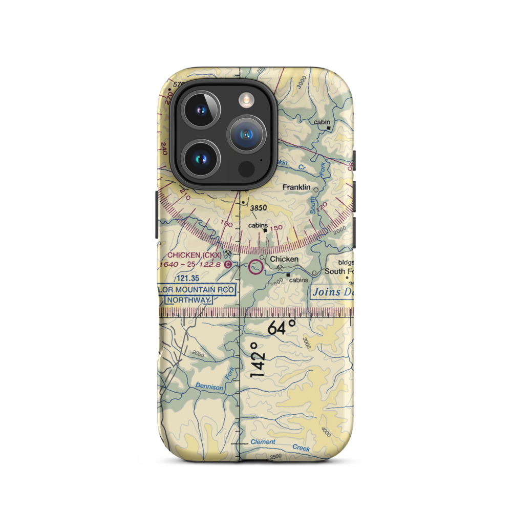 Chicken Airport (CKX) VFR Sectional  Tough iPhone Case iPhone 16 Pro model shown
