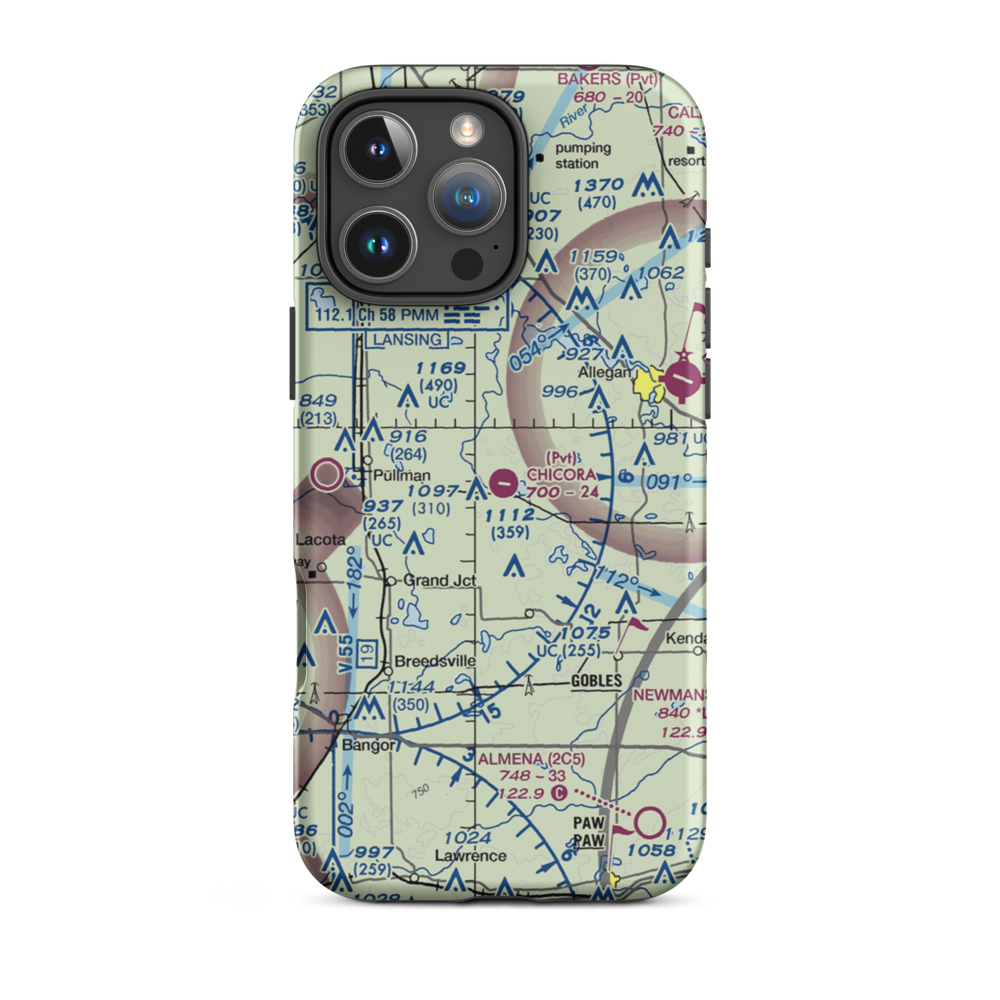 Chicora Field (38MI) VFR Sectional  Tough iPhone Case iPhone 16 Pro Max model shown