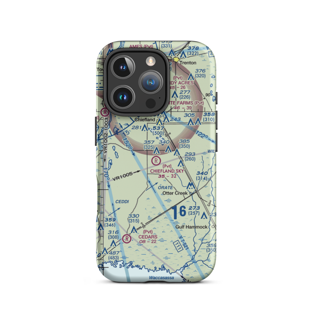 Chiefland Sky Ranch Airport (51FL) VFR Sectional  Tough iPhone Case iPhone 16 Pro model shown