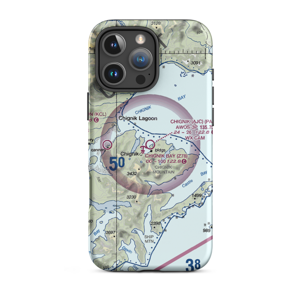 Chignik Airport (AJC) VFR Sectional  Tough iPhone Case iPhone 16 Pro Max model shown