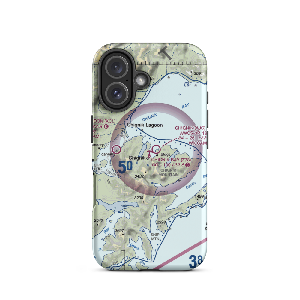 Chignik Bay Seaplane Base (Z78) VFR Sectional  Tough iPhone Case iPhone 16 model shown