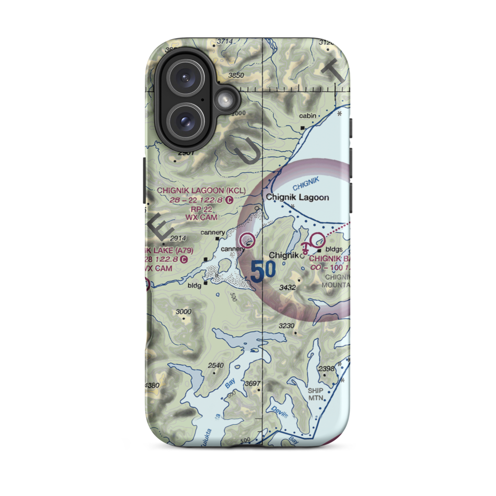 Chignik Lagoon Airport (KCL) VFR Sectional  Tough iPhone Case iPhone 16 Plus model shown