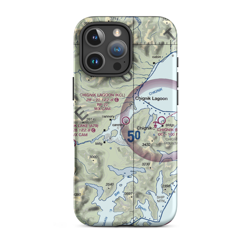 Chignik Lagoon Airport (KCL) VFR Sectional  Tough iPhone Case iPhone 16 Pro Max model shown