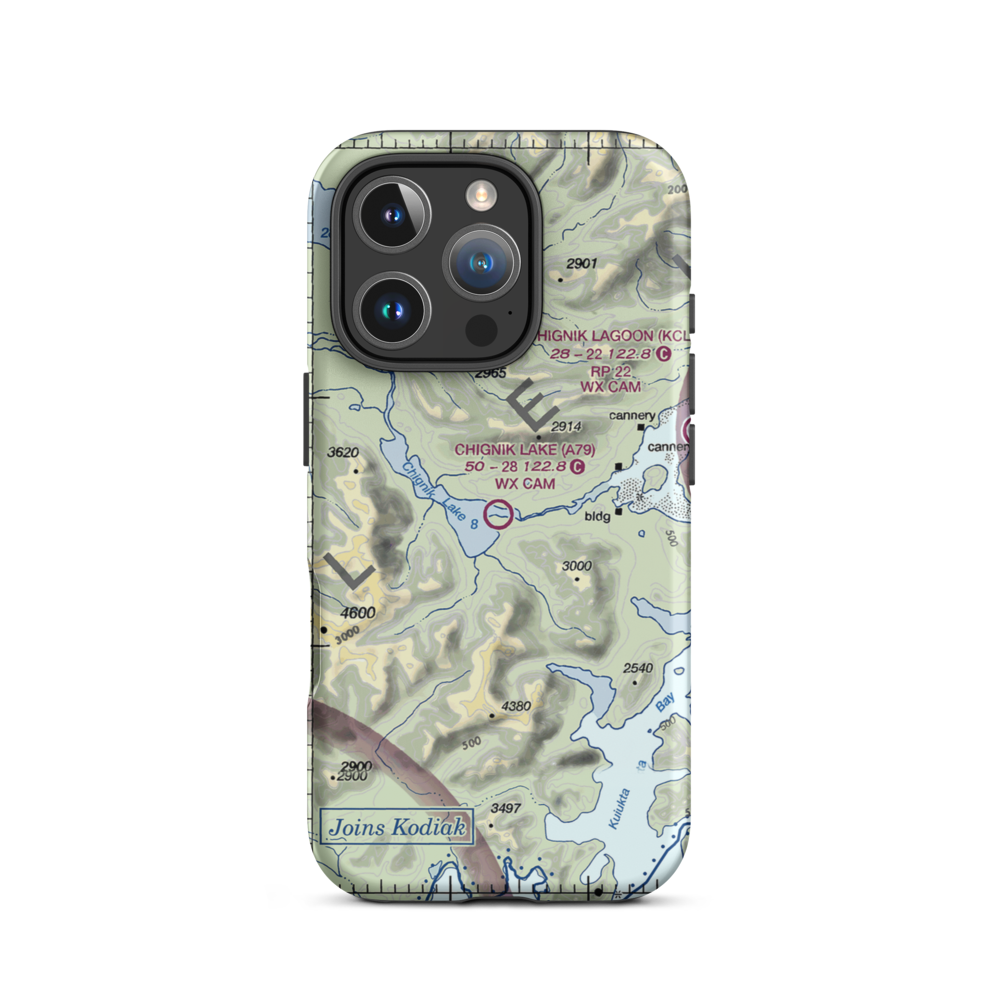 Chignik Lake Airport (A79) VFR Sectional  Tough iPhone Case iPhone 16 Pro model shown