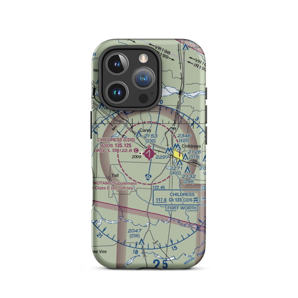 Childress Municipal Airport (CDS) VFR Sectional  Tough iPhone Case iPhone 16 Pro model shown