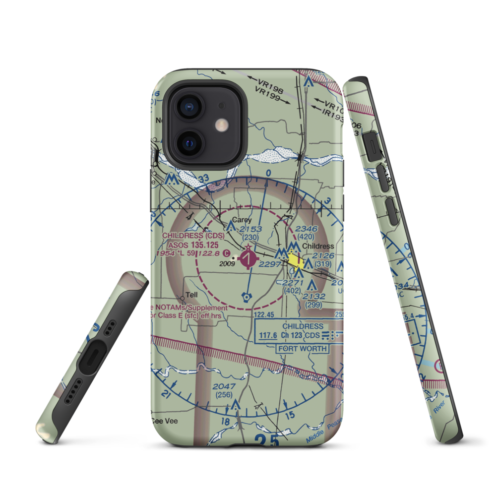 Childress Municipal Airport (CDS) VFR Sectional  Tough iPhone Case iPhone 12 model shown