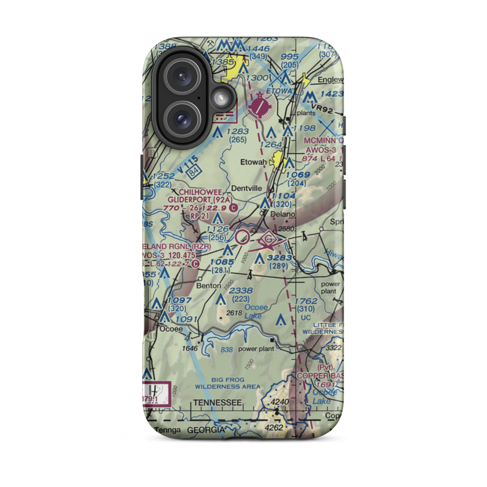 Chilhowee Gliderport (92A) VFR Sectional  Tough iPhone Case iPhone 16 Plus model shown