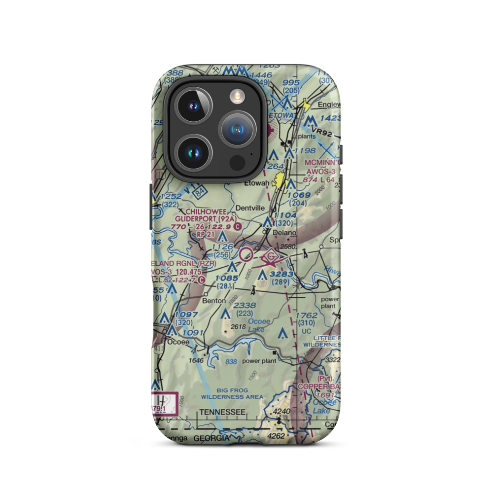 Chilhowee Gliderport (92A) VFR Sectional  Tough iPhone Case iPhone 16 Pro model shown