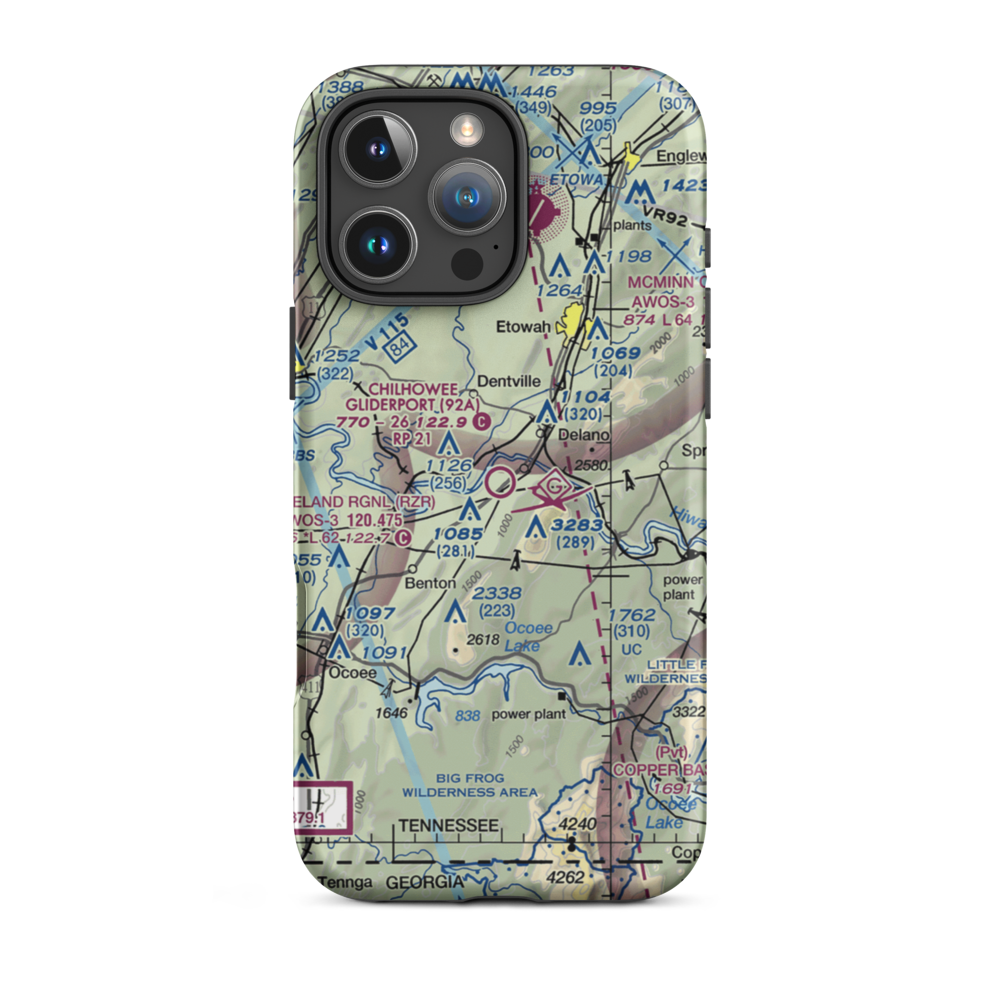 Chilhowee Gliderport (92A) VFR Sectional  Tough iPhone Case iPhone 16 Pro Max model shown