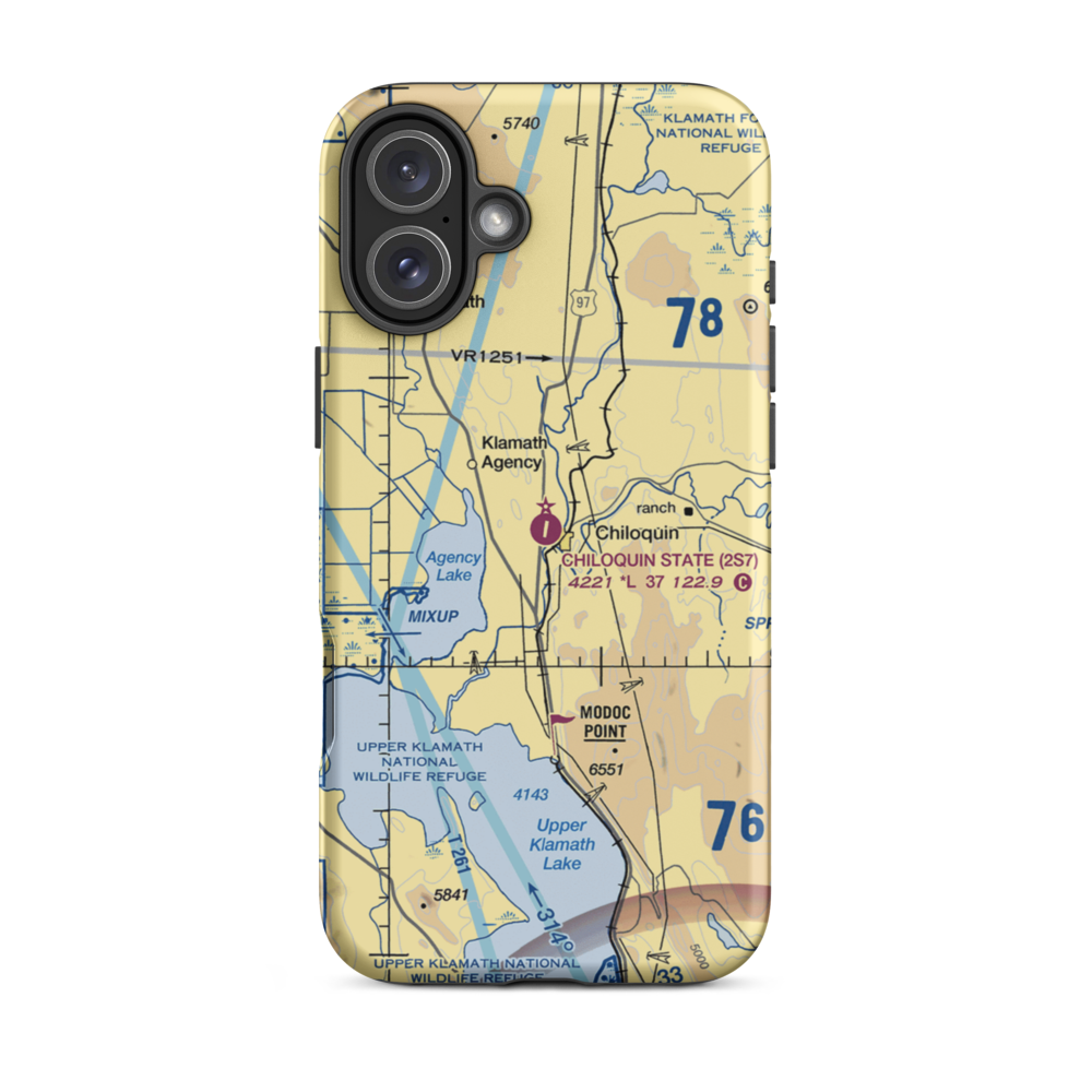 Chiloquin State Airport (2S7) VFR Sectional  Tough iPhone Case iPhone 16 Plus model shown