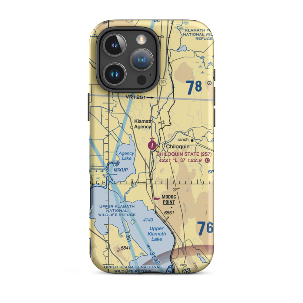 Chiloquin State Airport (2S7) VFR Sectional  Tough iPhone Case iPhone 16 Pro Max model shown