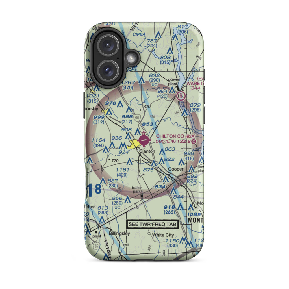 Chilton County Airport / Gragg-Wade Field (02A) VFR Sectional  Tough iPhone Case iPhone 16 Plus model shown
