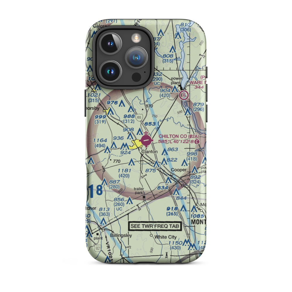 Chilton County Airport / Gragg-Wade Field (02A) VFR Sectional  Tough iPhone Case iPhone 16 Pro Max model shown