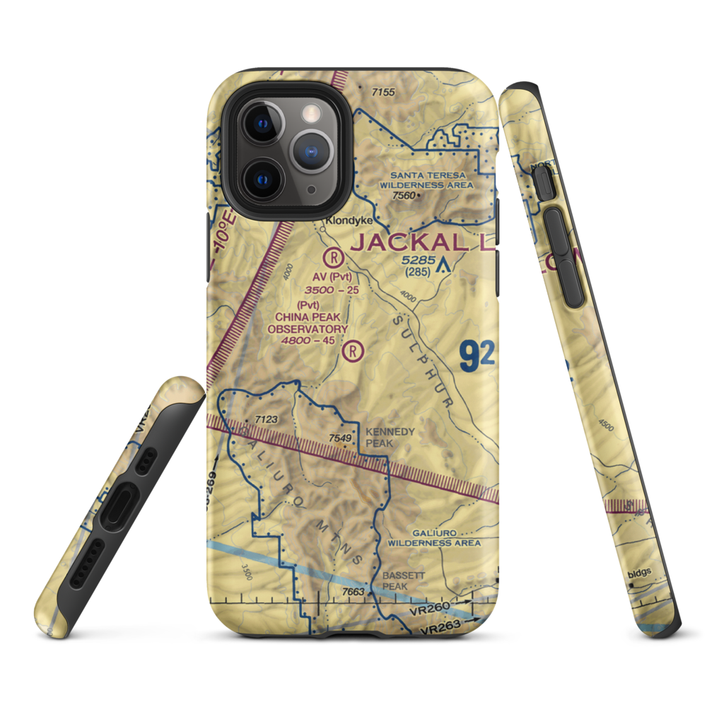 China Peak Observatory Airport (AZ45) VFR Sectional  Tough iPhone Case iPhone 11 Pro model shown