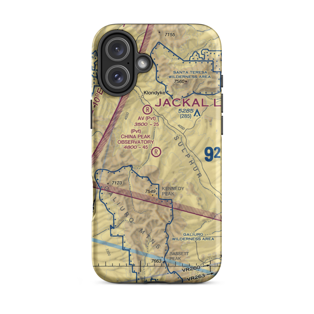 China Peak Observatory Airport (AZ45) VFR Sectional  Tough iPhone Case iPhone 16 Plus model shown