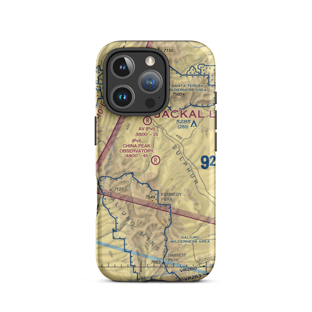 China Peak Observatory Airport (AZ45) VFR Sectional  Tough iPhone Case iPhone 16 Pro model shown