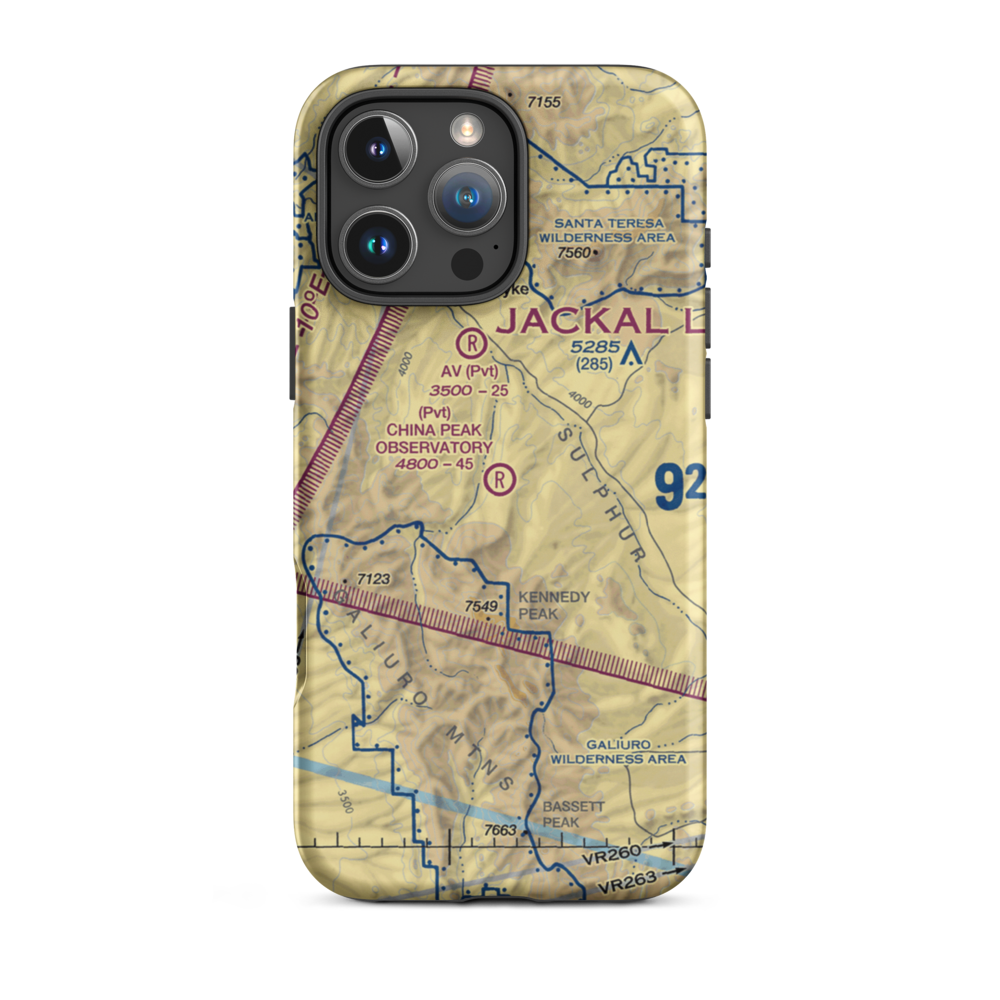 China Peak Observatory Airport (AZ45) VFR Sectional  Tough iPhone Case iPhone 16 Pro Max model shown