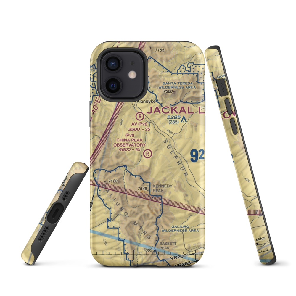 China Peak Observatory Airport (AZ45) VFR Sectional  Tough iPhone Case iPhone 12 model shown