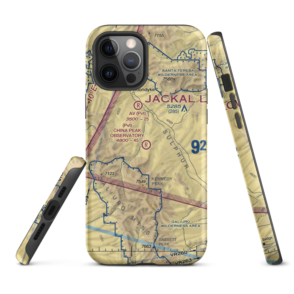 China Peak Observatory Airport (AZ45) VFR Sectional  Tough iPhone Case iPhone 12 Pro Max model shown