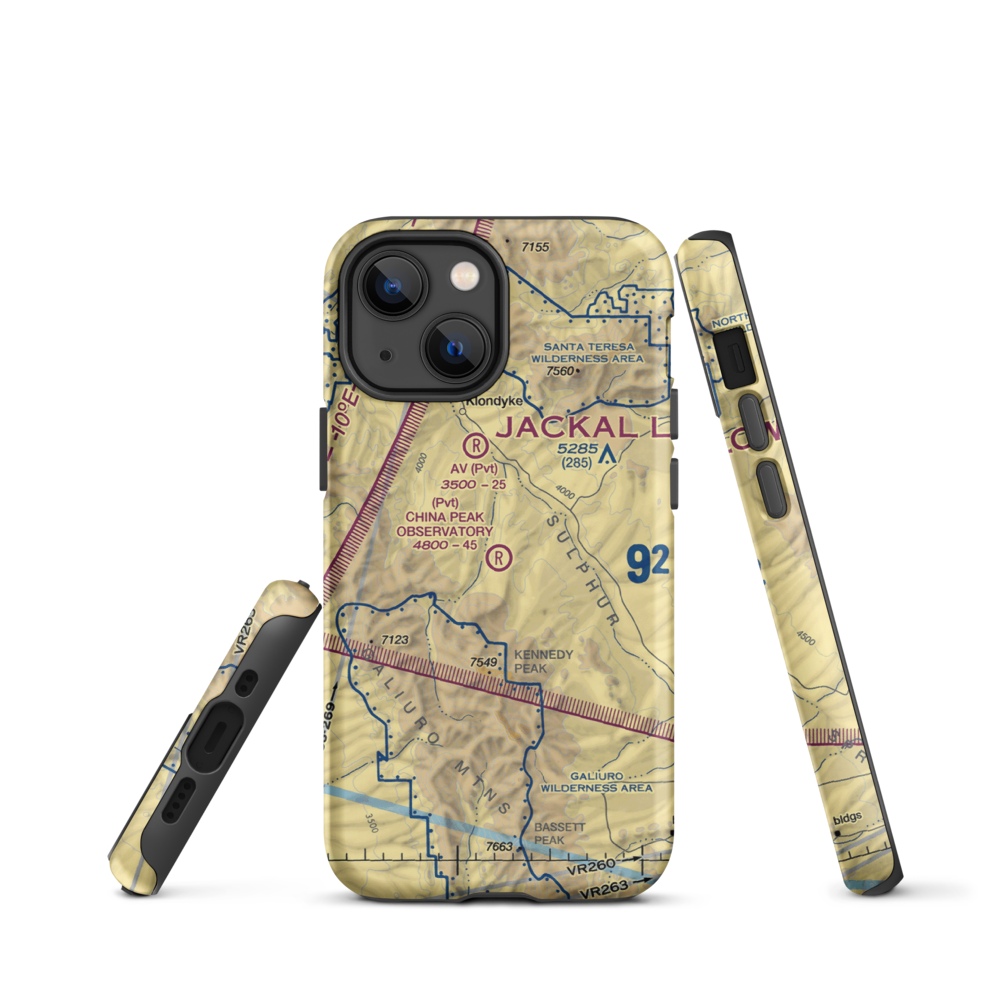 China Peak Observatory Airport (AZ45) VFR Sectional  Tough iPhone Case iPhone 13 mini model shown