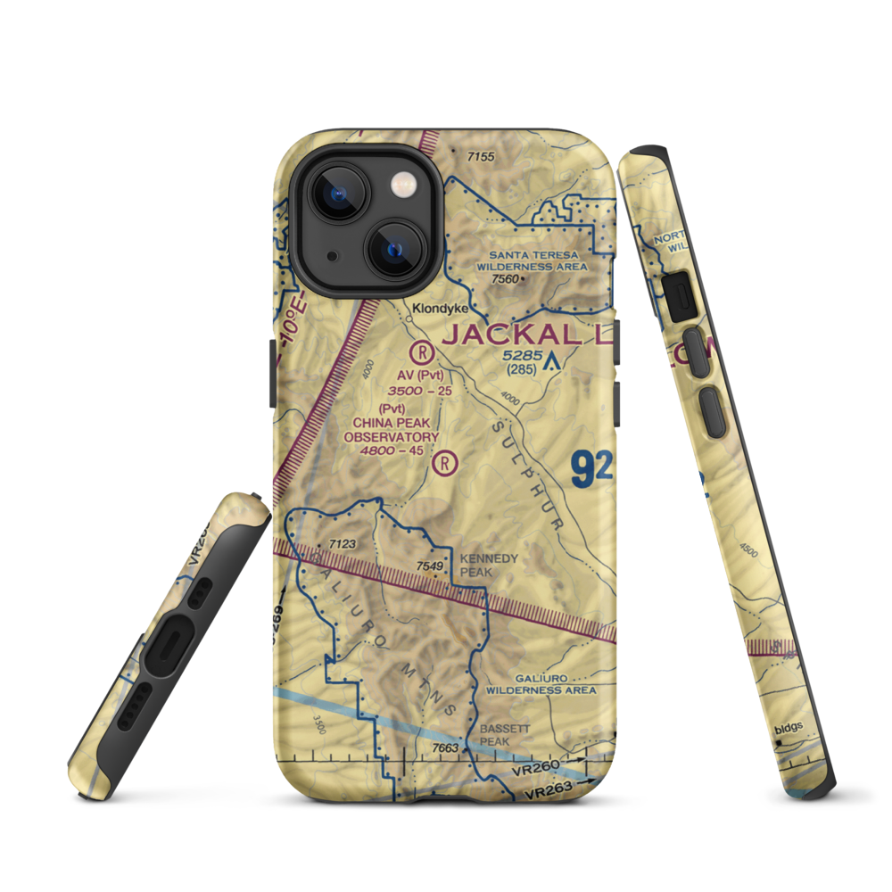 China Peak Observatory Airport (AZ45) VFR Sectional  Tough iPhone Case iPhone 13 model shown