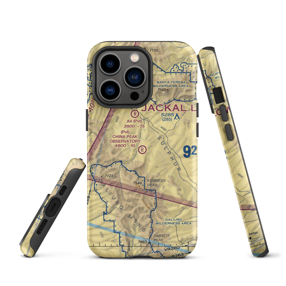 China Peak Observatory Airport (AZ45) VFR Sectional  Tough iPhone Case iPhone 13 Pro model shown