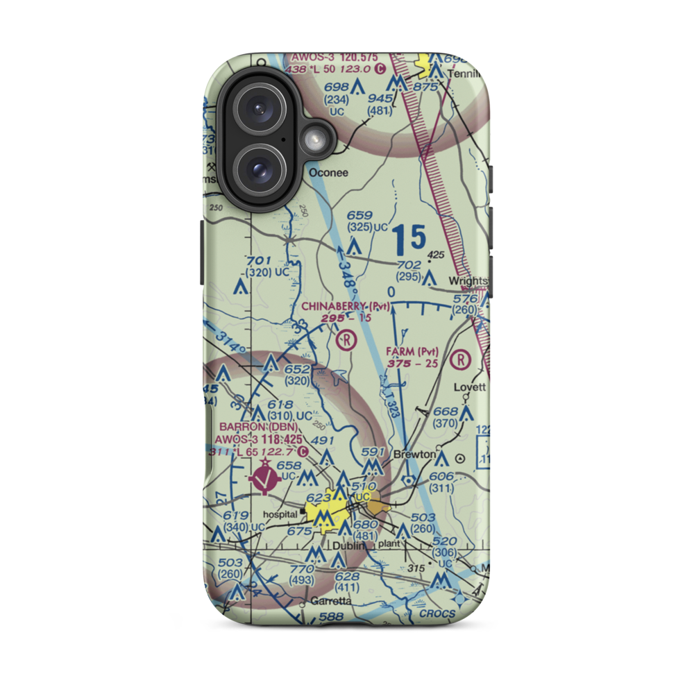 Chinaberry Ranch Airport (9GA8) VFR Sectional  Tough iPhone Case iPhone 16 Plus model shown